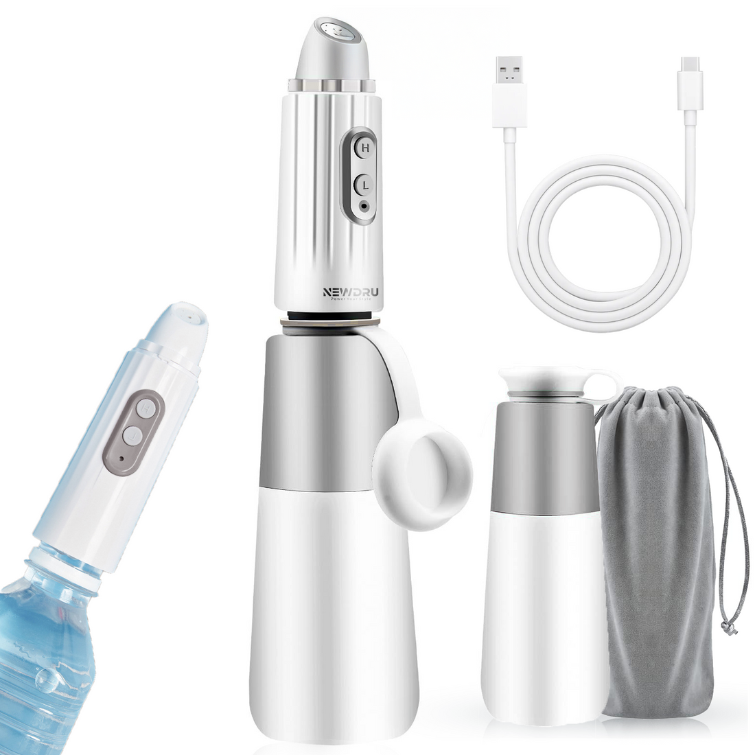 NEWDRU CleanStream Pro electric portable bidet set in grey