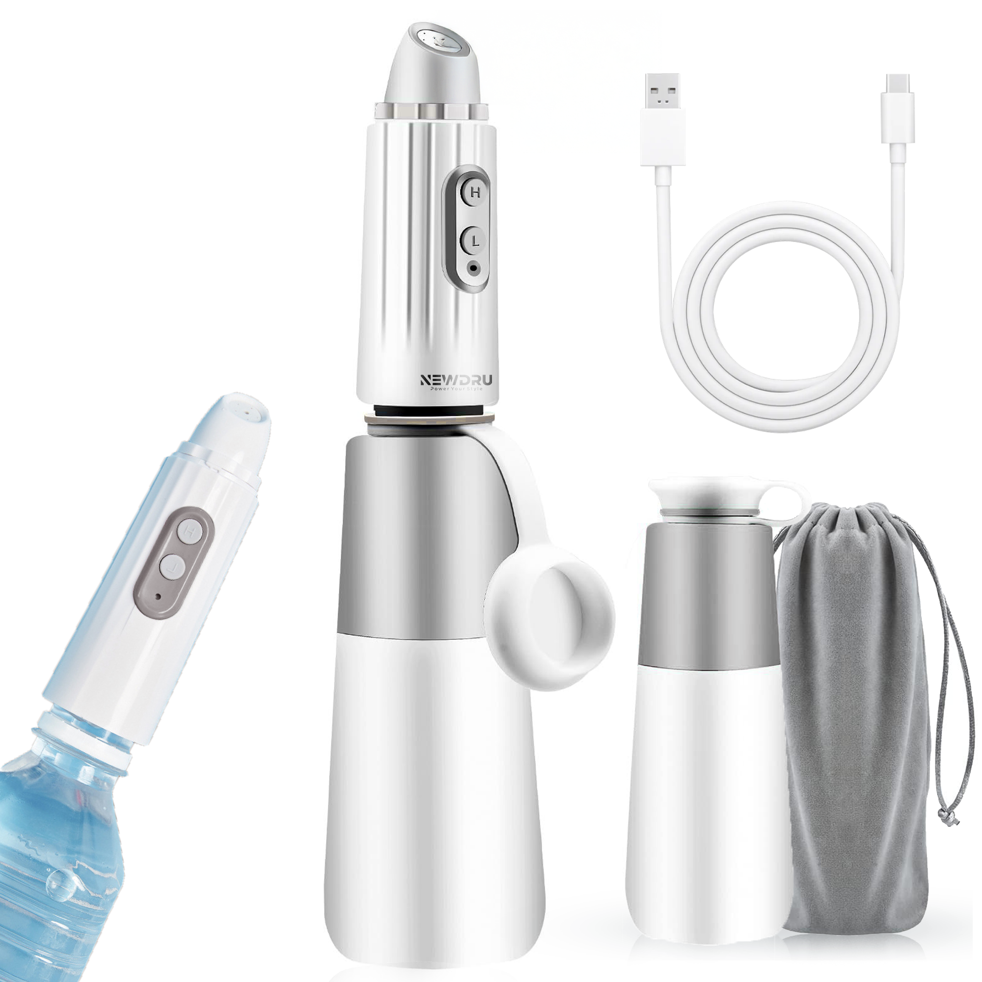 NEWDRU CleanStream Pro electric portable bidet set in grey