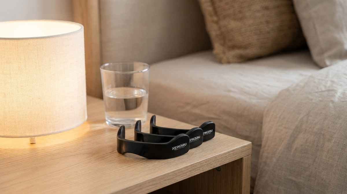 NEWDRU BreatheEase Pro nasal dilator on a bedside table