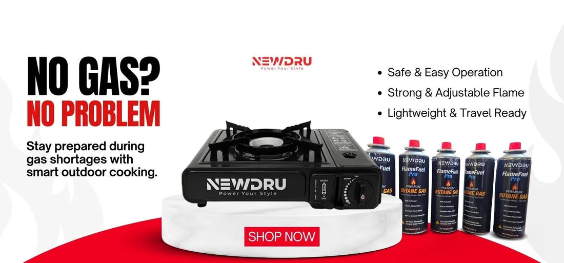 NEWDRU FlameGuard Pro Portable Butane Stove | Compact Camping Gas Stove India