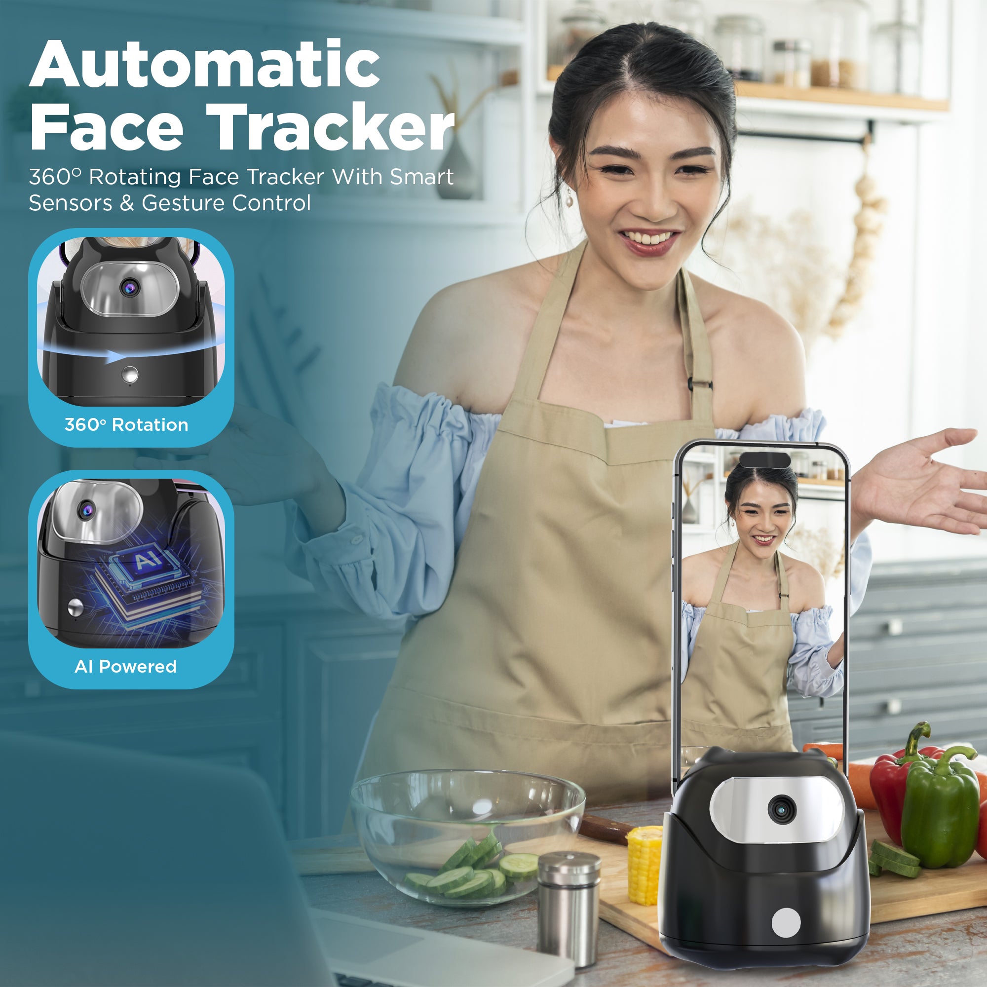 NEWDRU AI Auto Face Tracking Tripod Gimbal