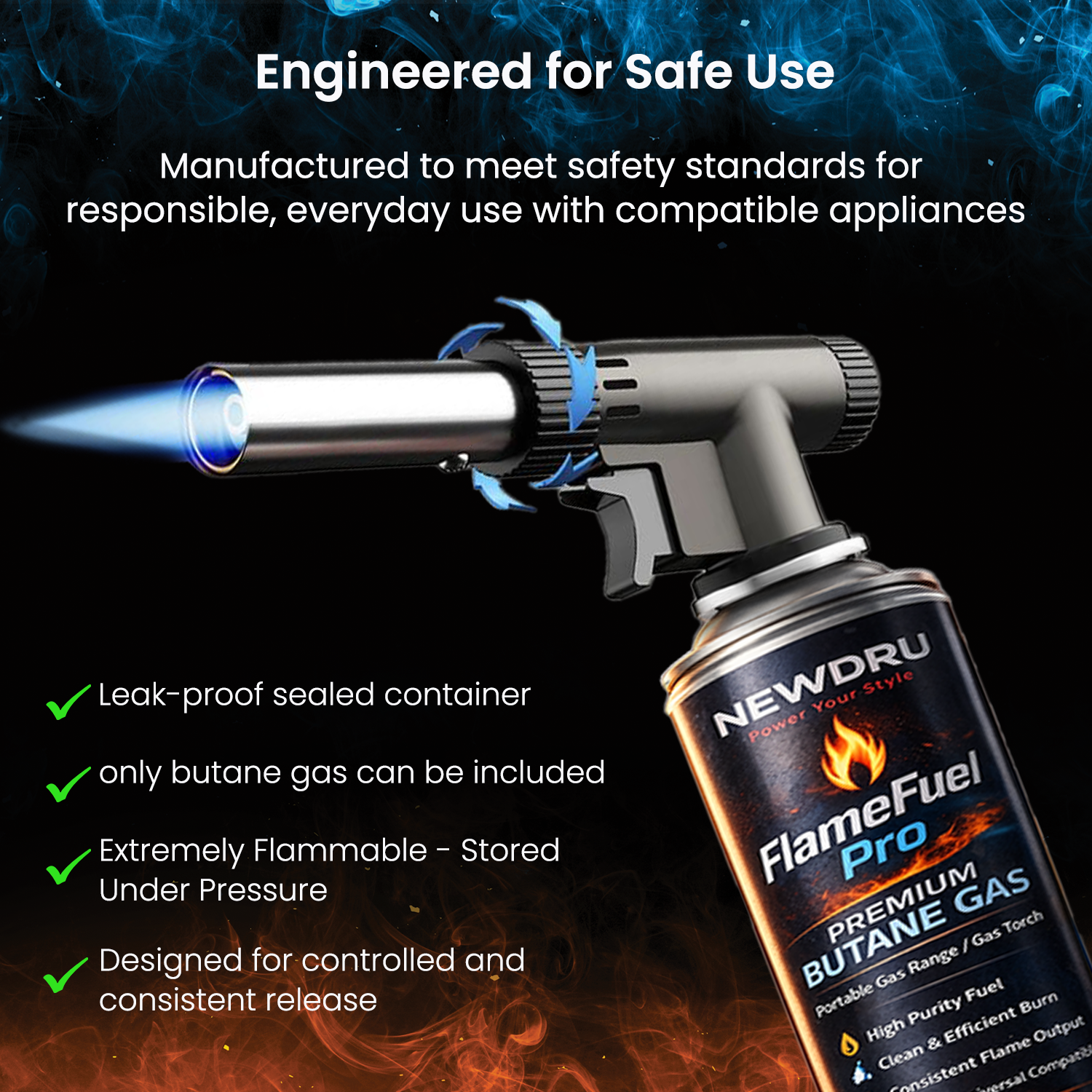 NEWDRU FlameGuard Pro Portable Butane Gas Camping Stove