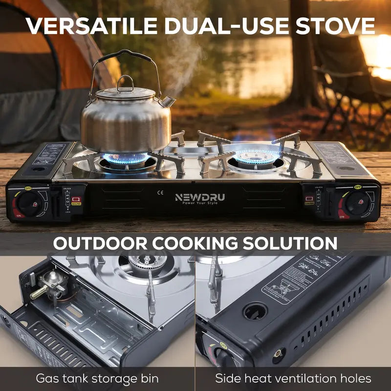 Portable Double Burner Gas Stove