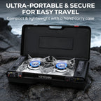 NEWDRU Portable Double Burner Gas Stove with Carrying Case