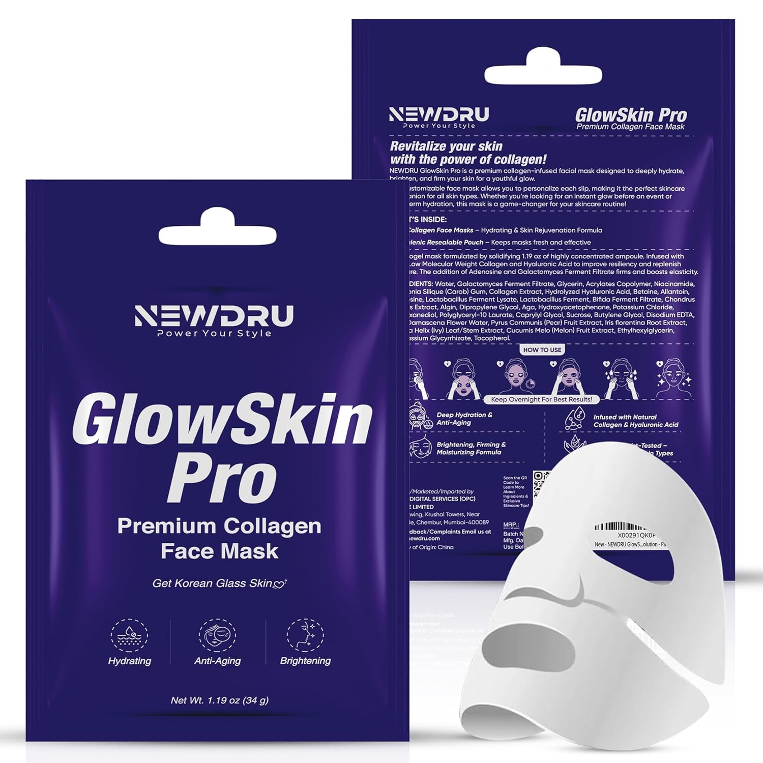 GlowSkin Pro – Collagen Face Mask (Pack of 1)