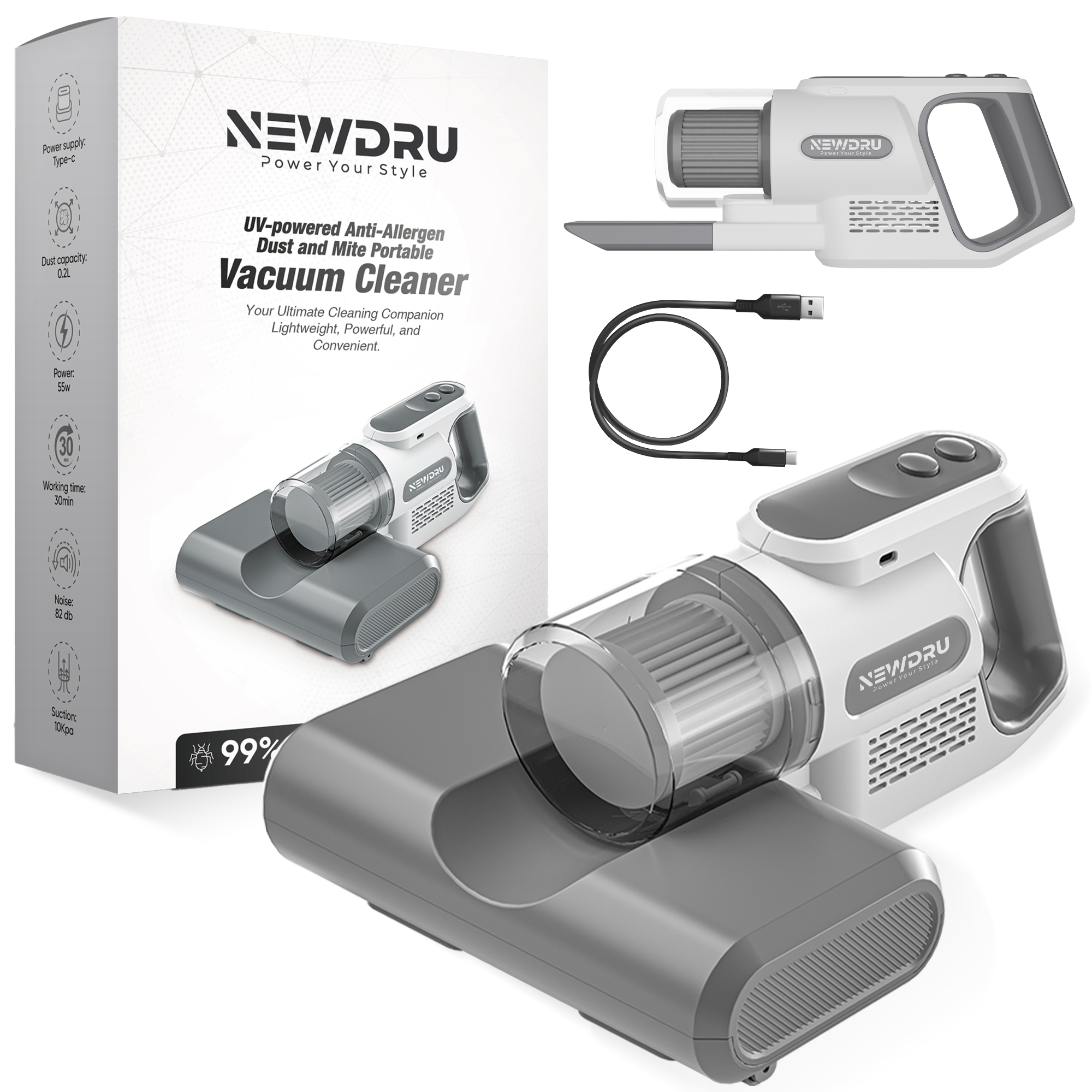 NEWDRU™ UV-Powered Anti-Allergen Portable Vacuum Cleaner