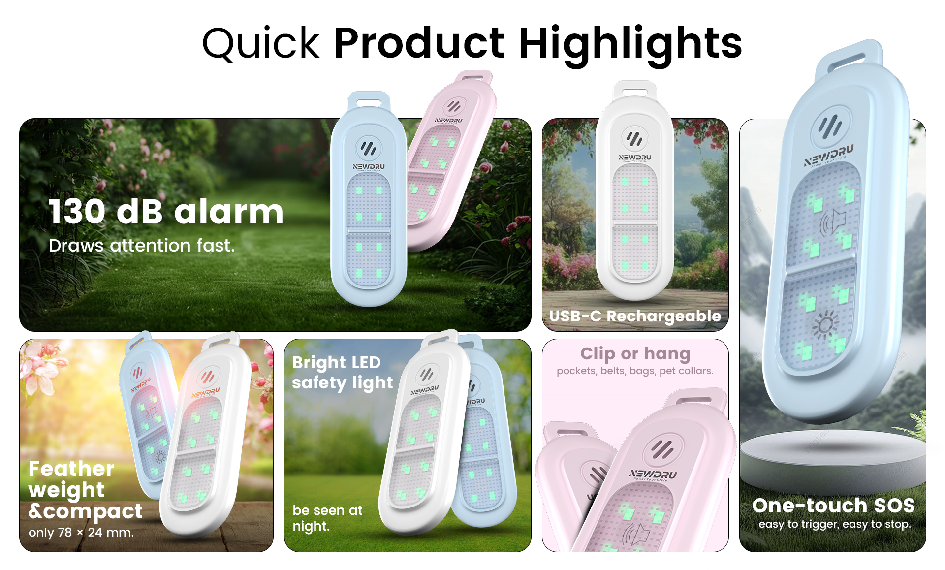 SafeAlert Pro 130dB Personal Safety Alarm with Rechargeable LED Light