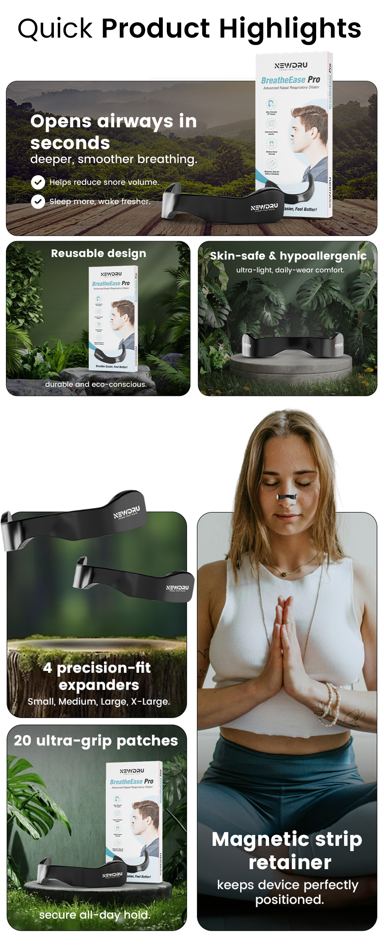 BreatheEase Pro Nasal Dilator for improved airflow and snoring reduction