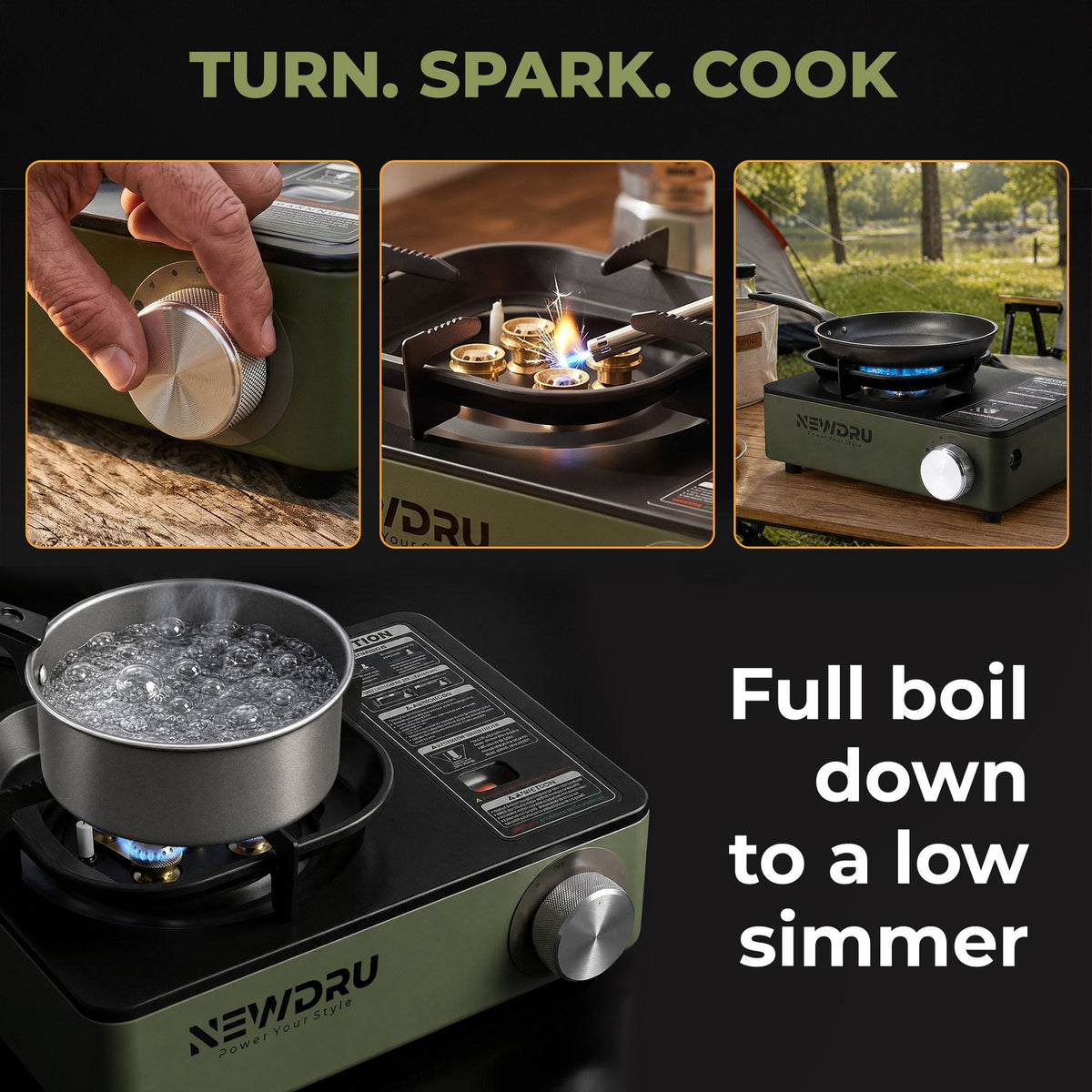 Turn, spark, cook: loading a butane canister and igniting the FlameGuard Ranger camping stove