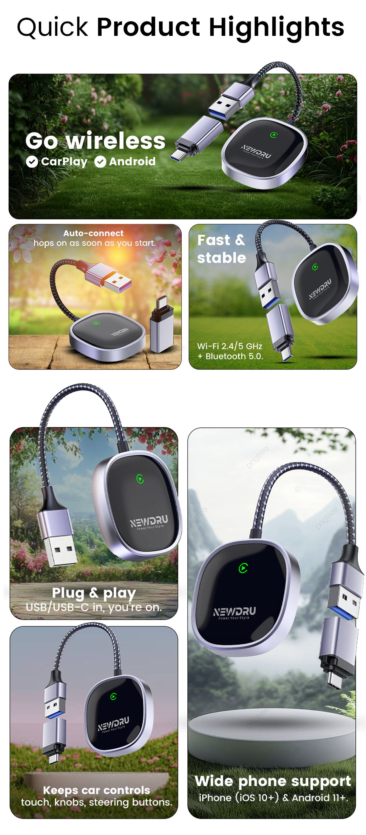 DriveSync Pro Wireless CarPlay and Android Auto Adapter