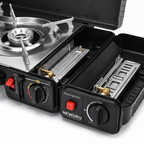 NEWDRU Double Burner Gas Stove - control knobs detail