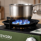 NEWDRU Mini Gas Stove - blue flame close-up