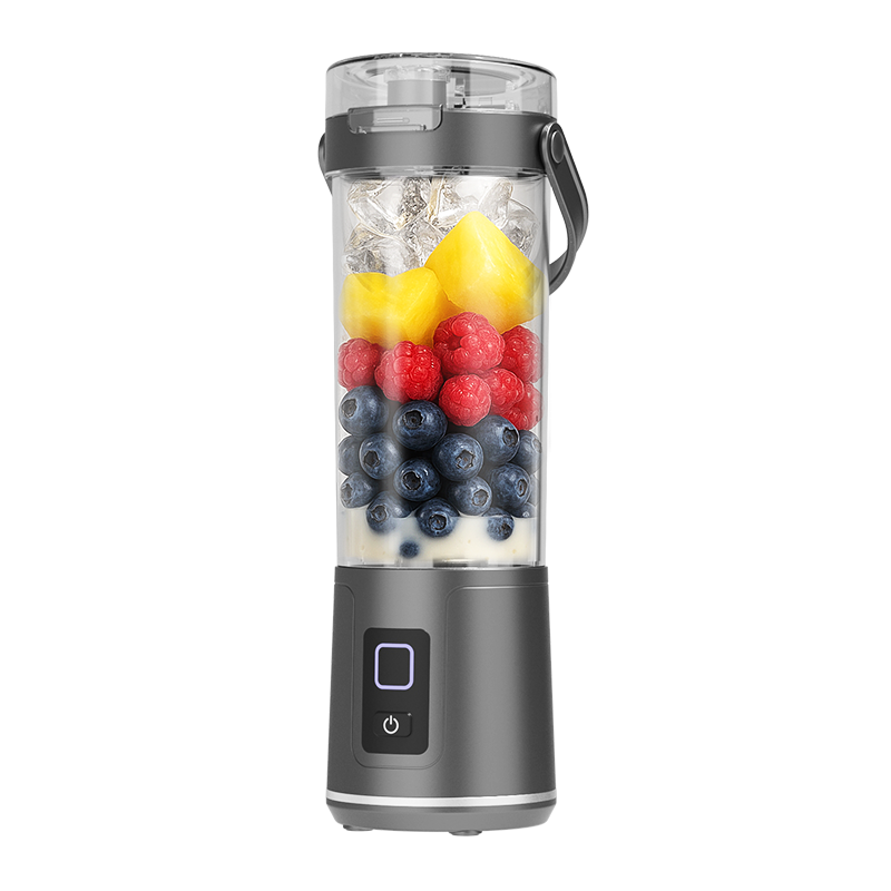 NEWDRU Portable Blender Bottle with Carry Strap (Gray)
