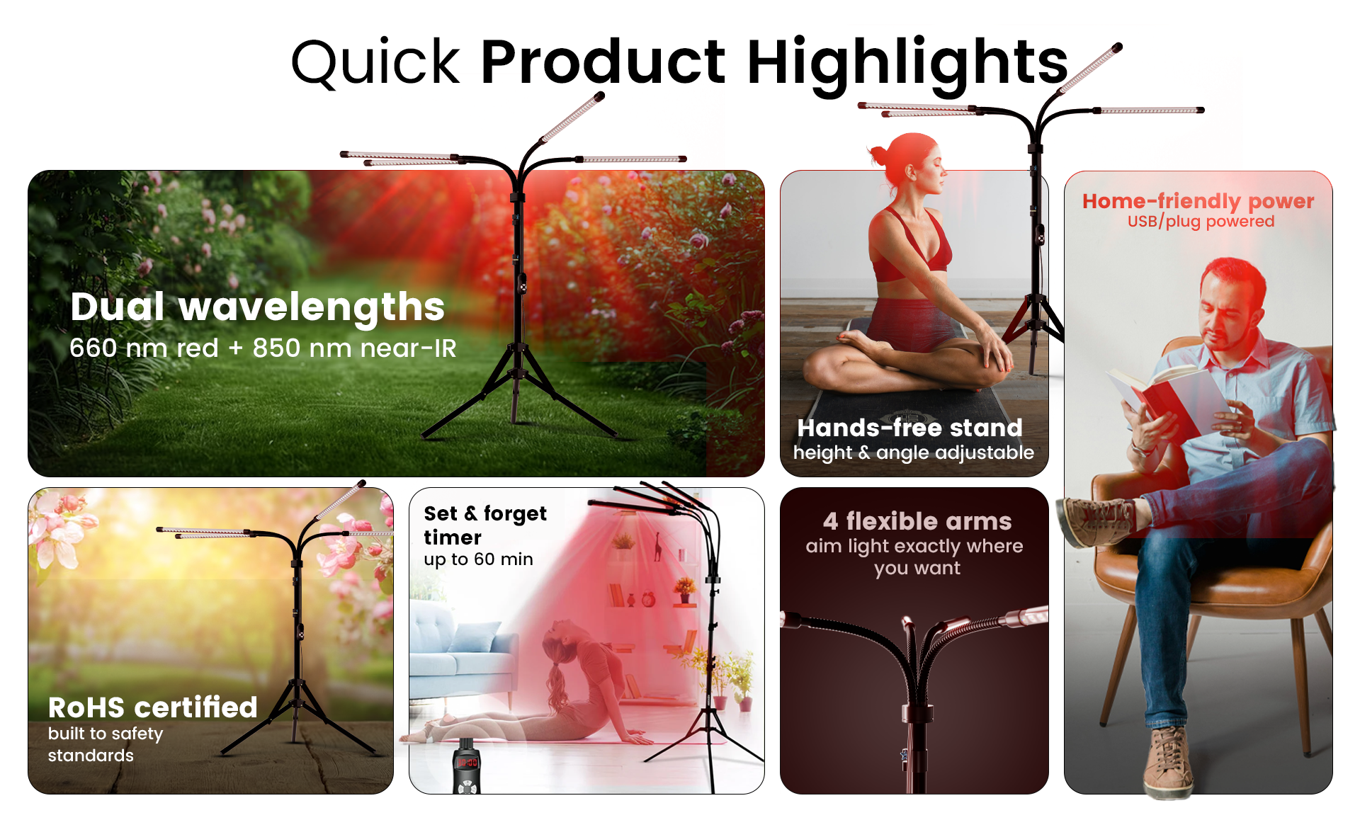 RadianceTherm Pro Red Light Therapy Device with Flexible Gooseneck Arms